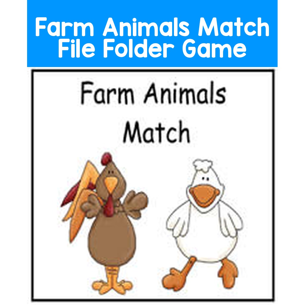 Farm Animals Match File Folder Game