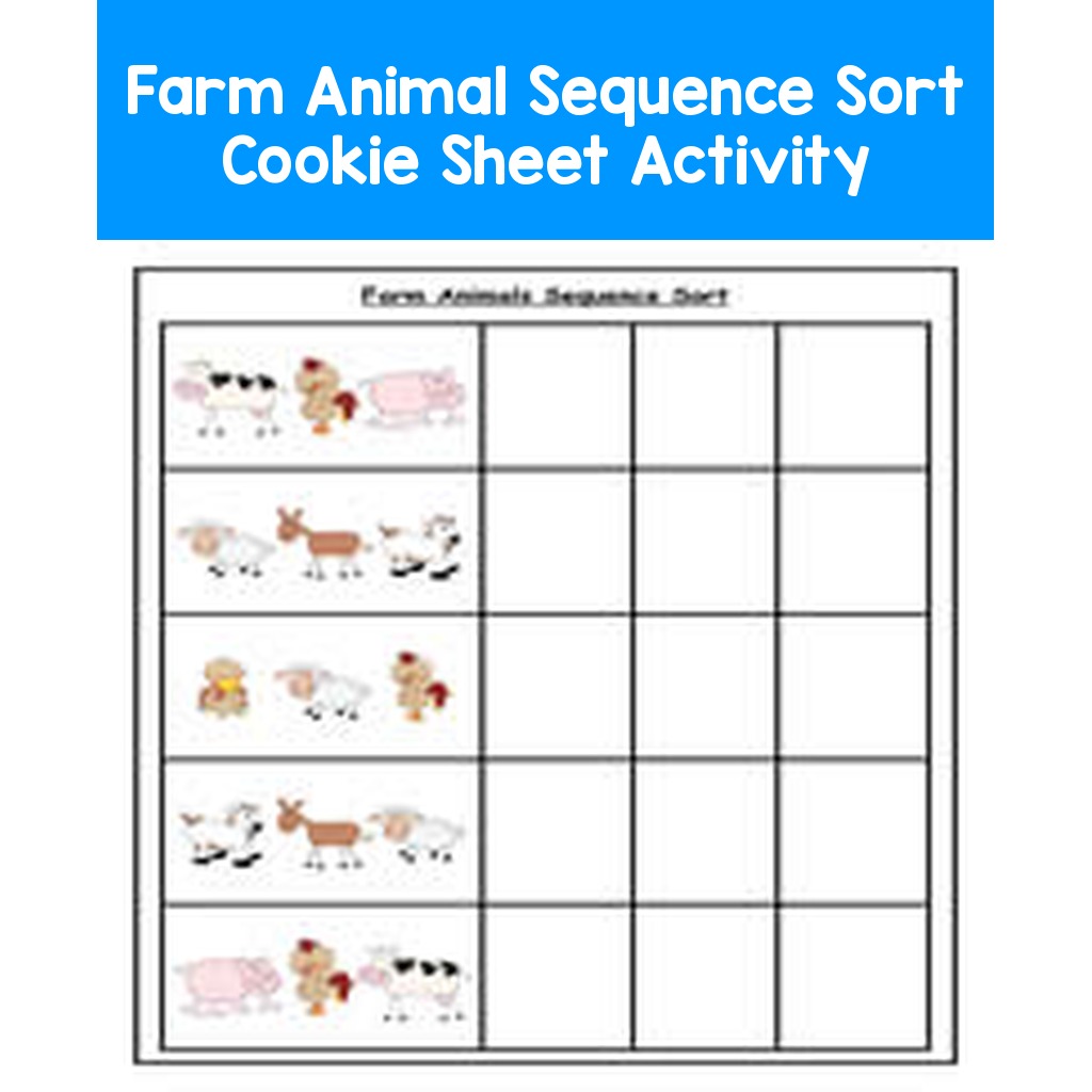 Farm Animal Sequence Sort Cookie Sheet Activity