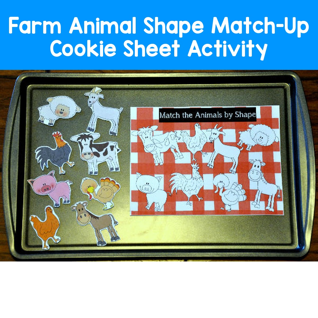 Farm Animal Shape Match-Up Cookie Sheet Activity