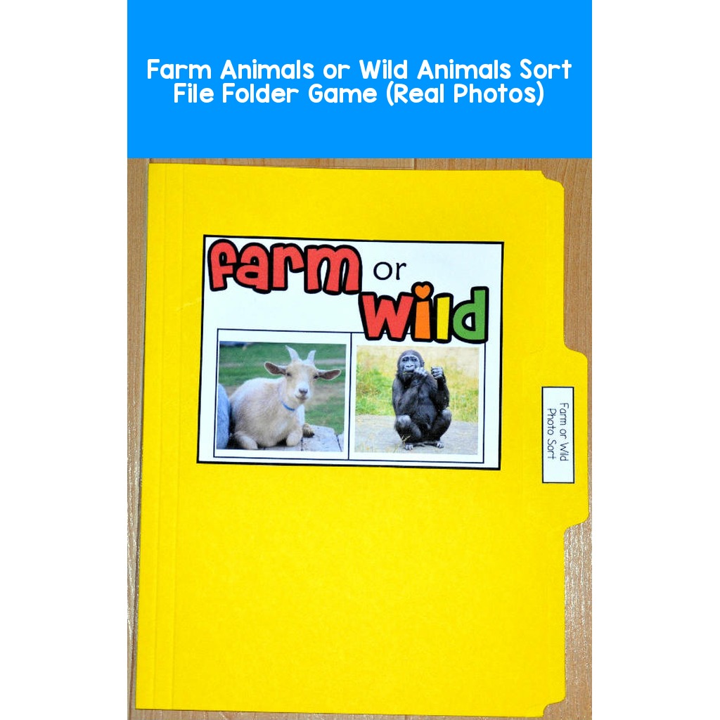 Farm Animals or Wild Animals Sort File Folder Game (Real Photos)