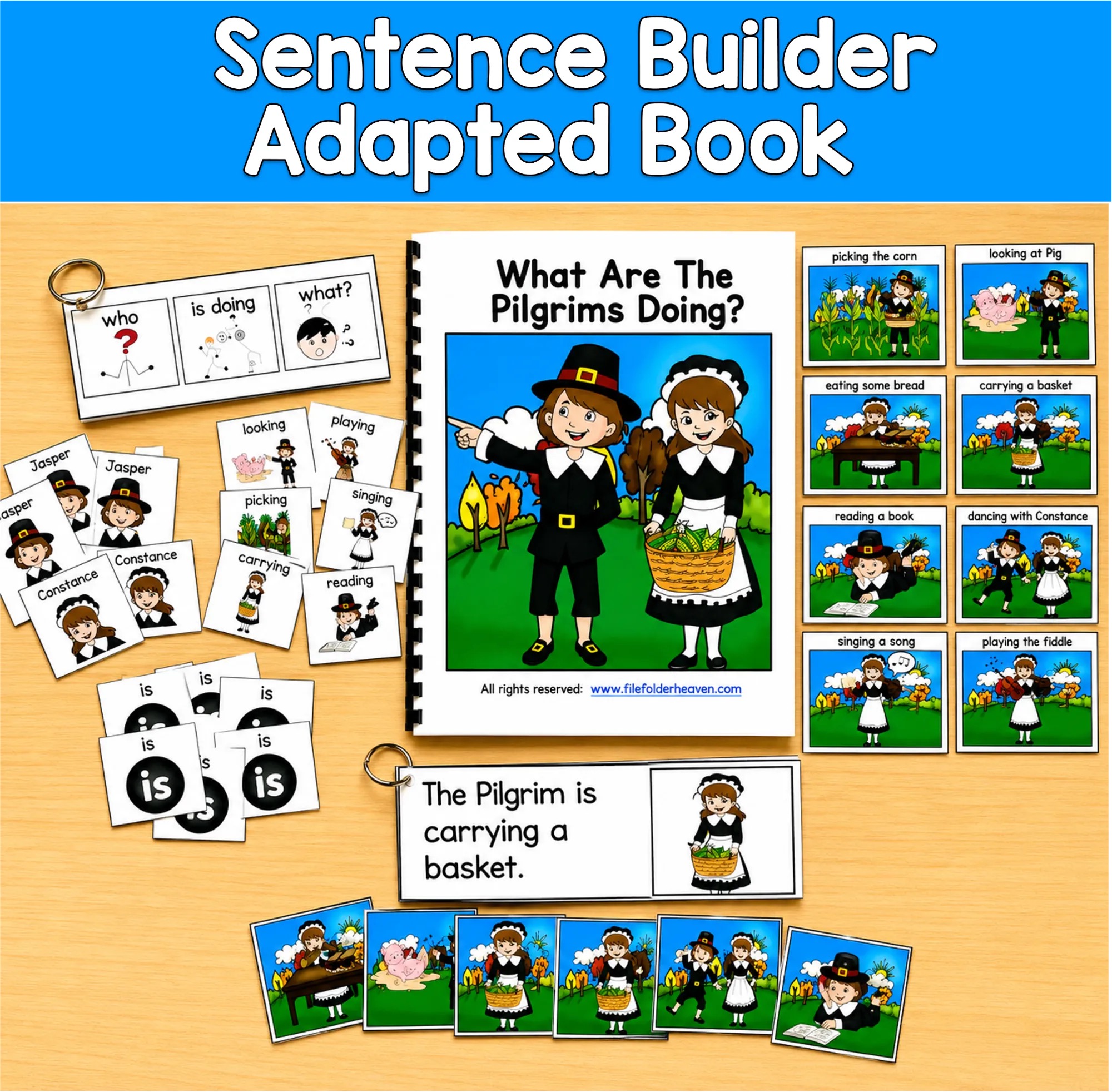 Sentence Builder Book:  "What Are The Pilgrims Doing?"