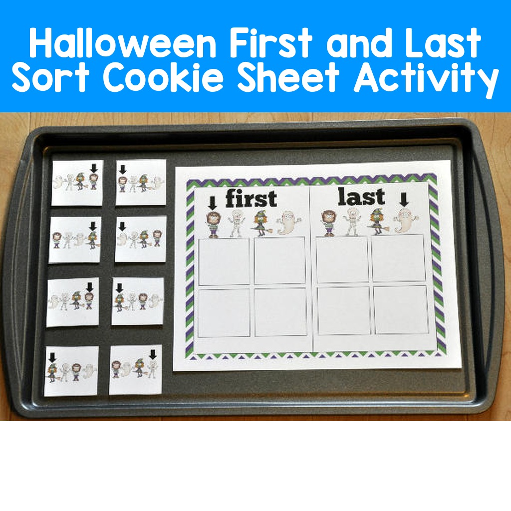 Halloween First and Last Sort Cookie Sheet Activity