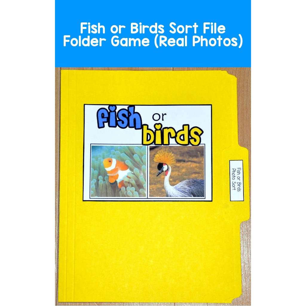 Fish or Birds Sort File Folder Game (Real Photos)