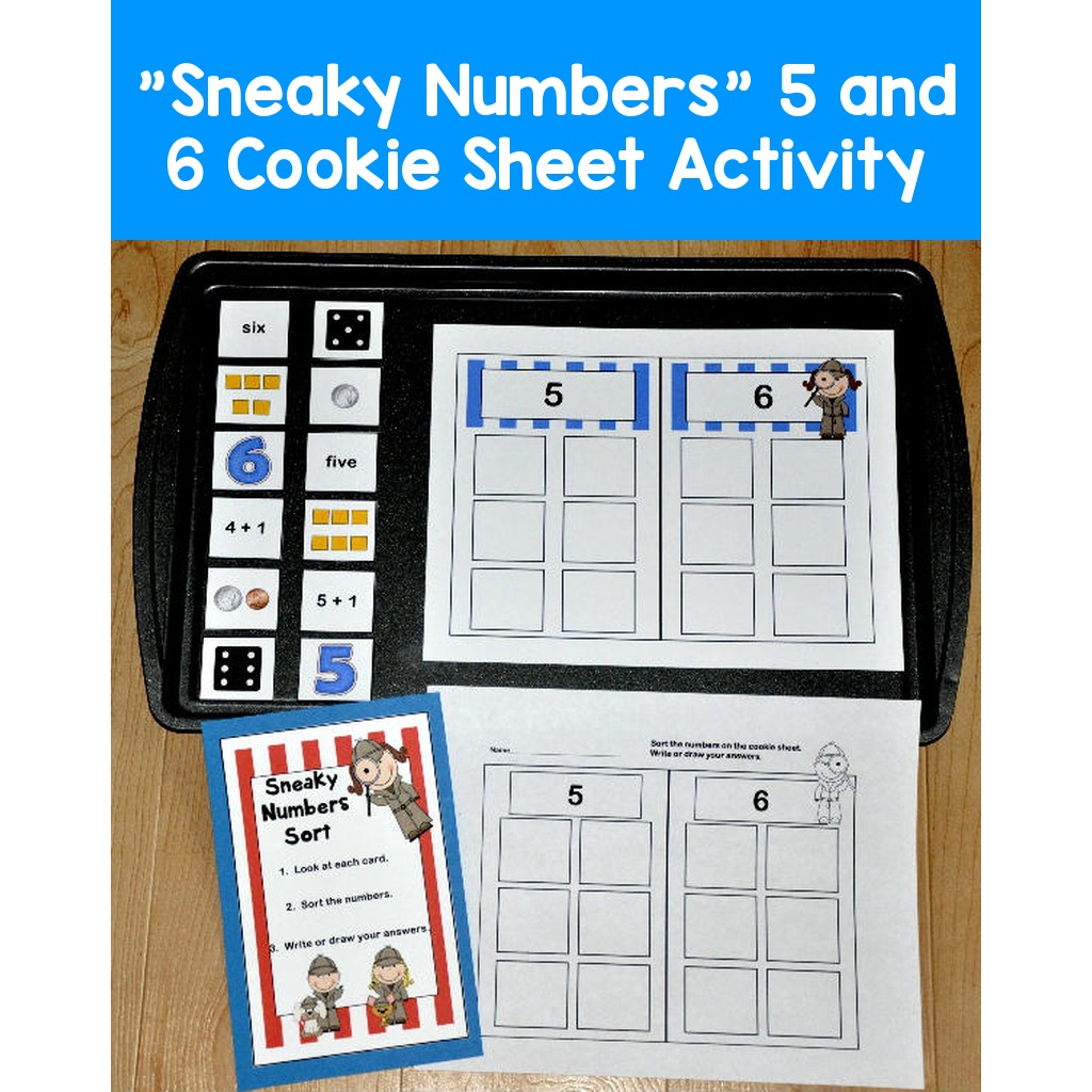 "Sneaky Numbers" 5 and 6 Cookie Sheet Activity