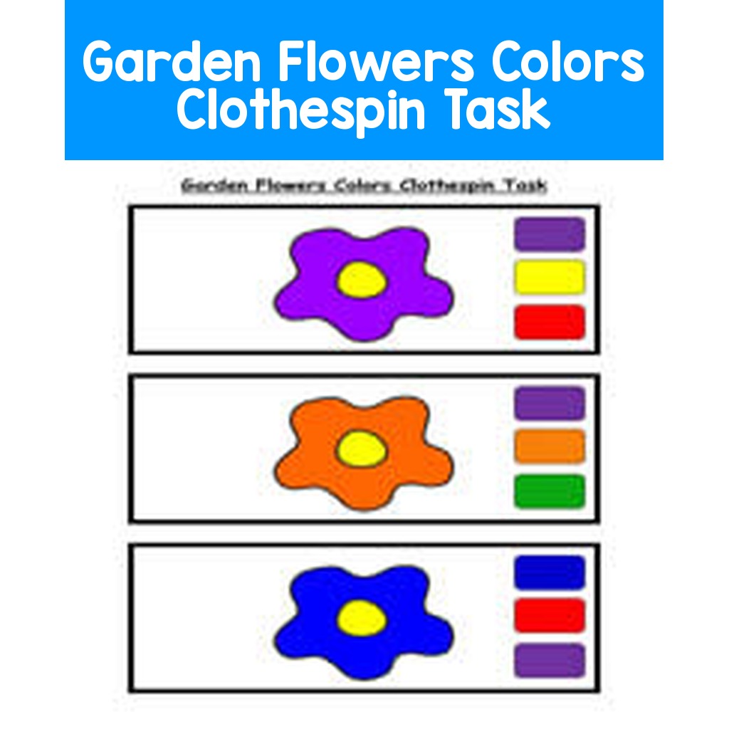 Garden Flowers Colors Clothespin Task