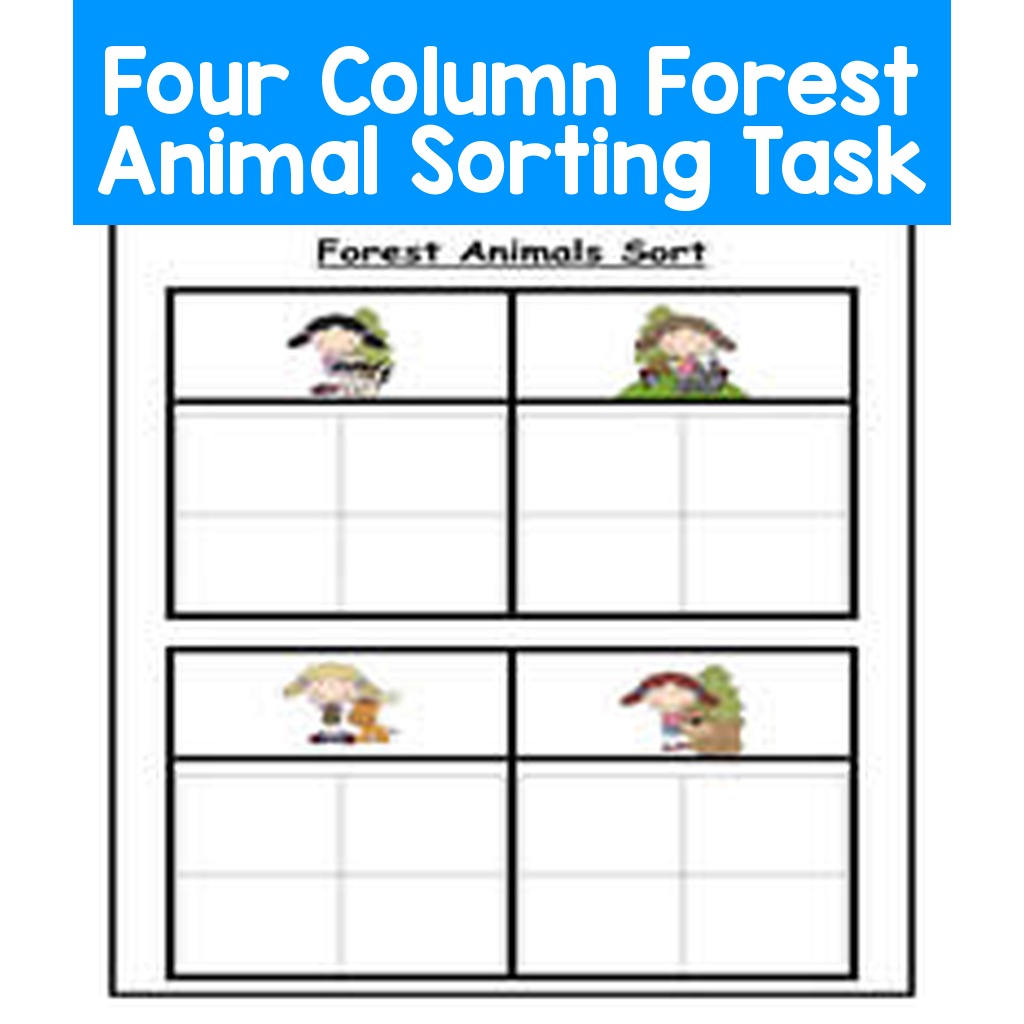 Four Column Forest Animal Sorting Task