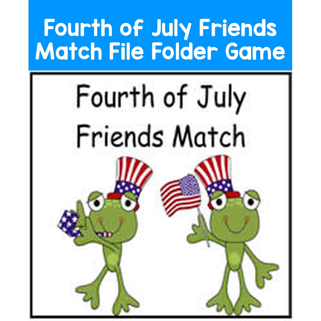 Fourth of July Friends Match File Folder Game