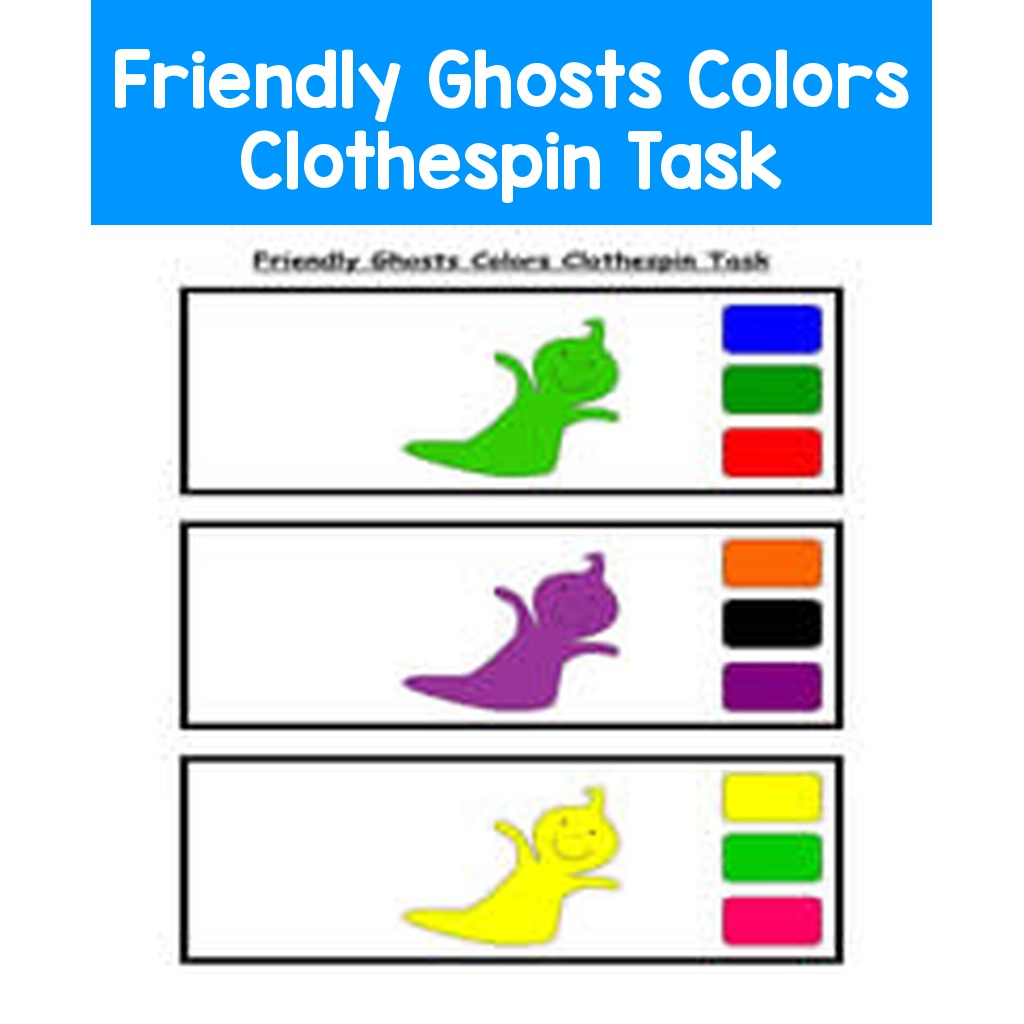 Friendly Ghosts Colors Clothespin Task