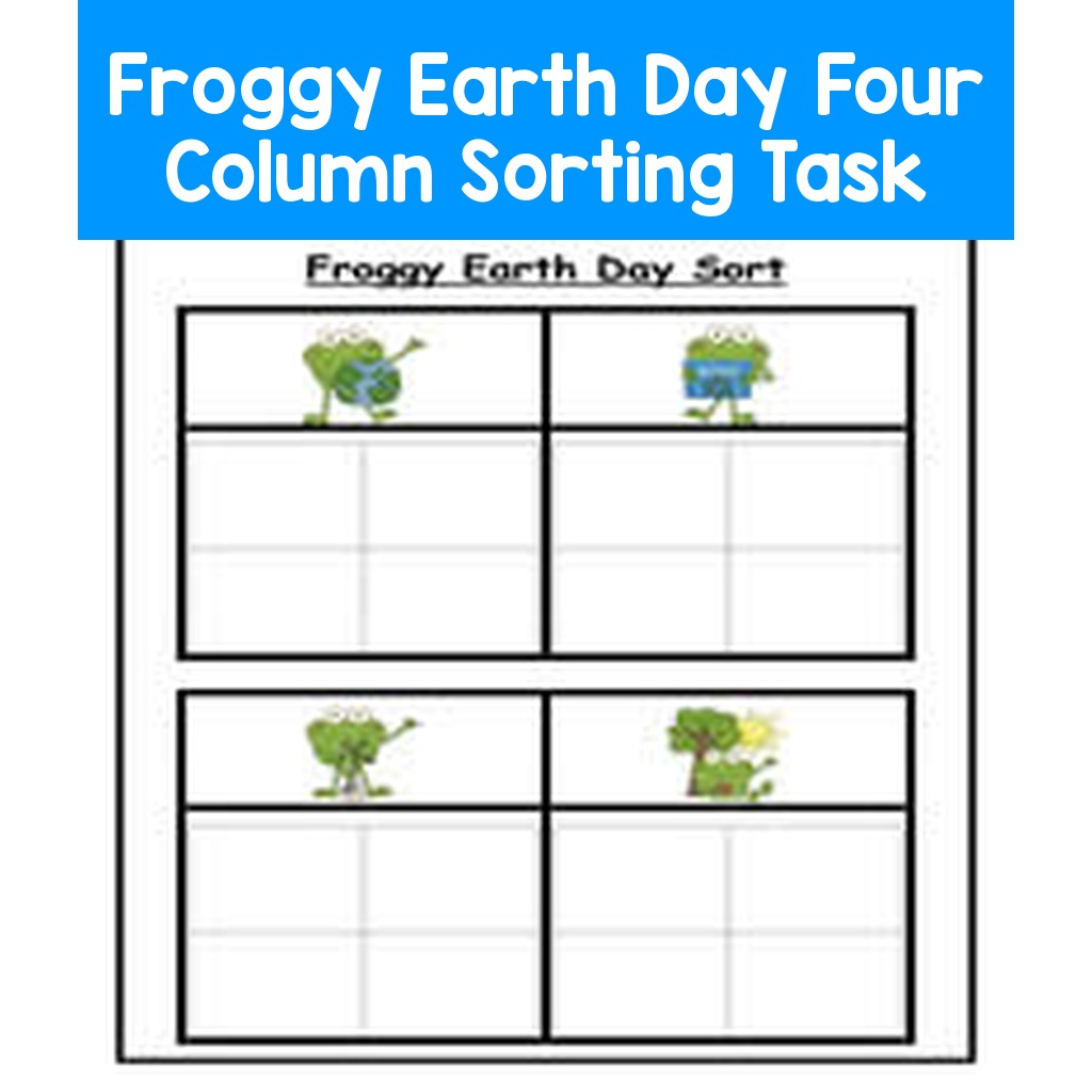 Froggy Earth Day Four Column Sorting Task