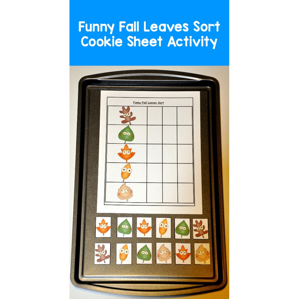 Funny Fall Leaves Sort Cookie Sheet Activity