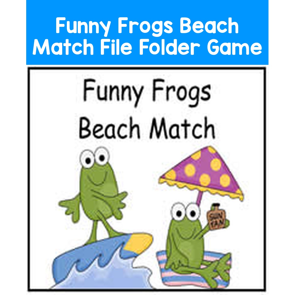 Funny Frogs Beach Match File Folder Game