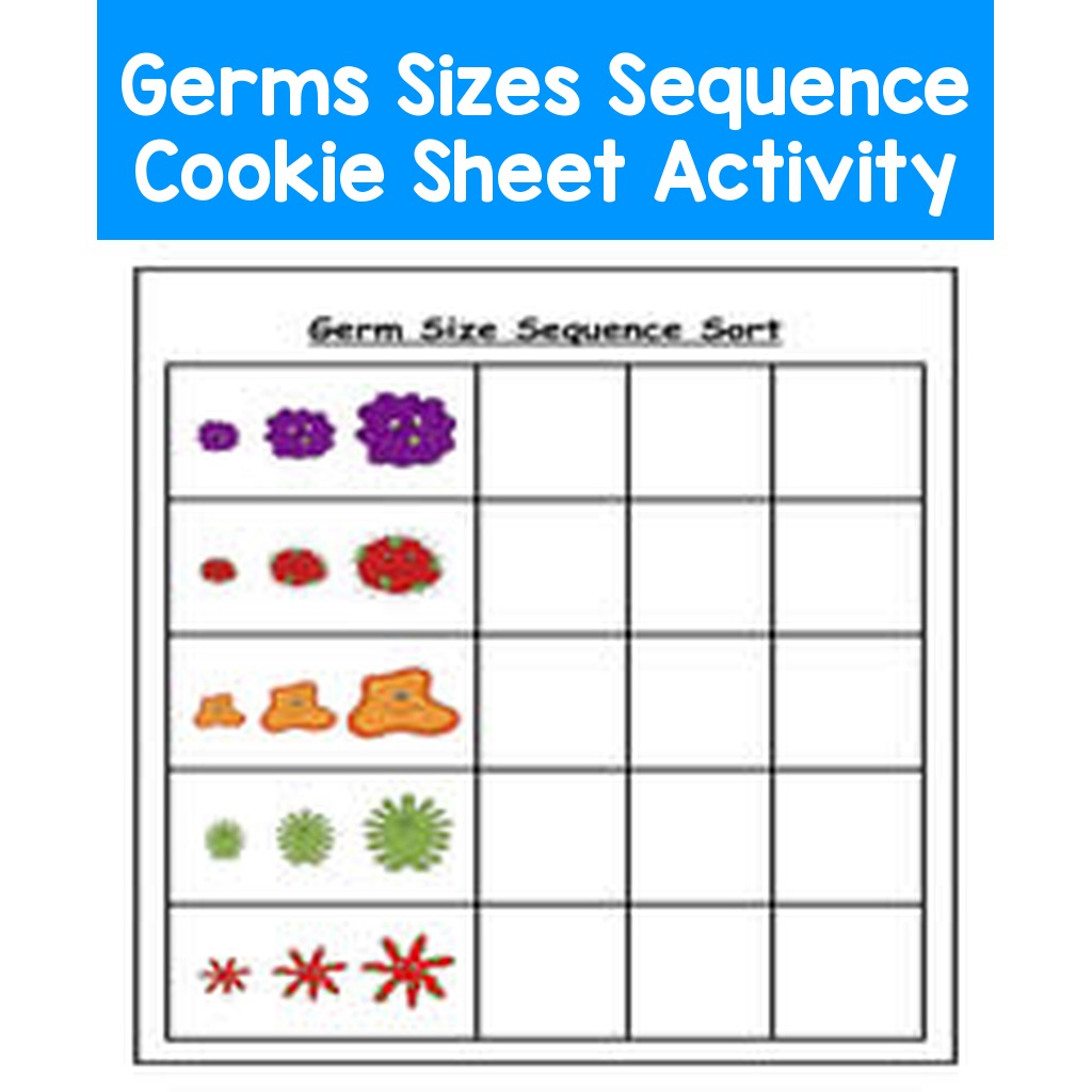 Germs Sizes Sequence Cookie Sheet Activity
