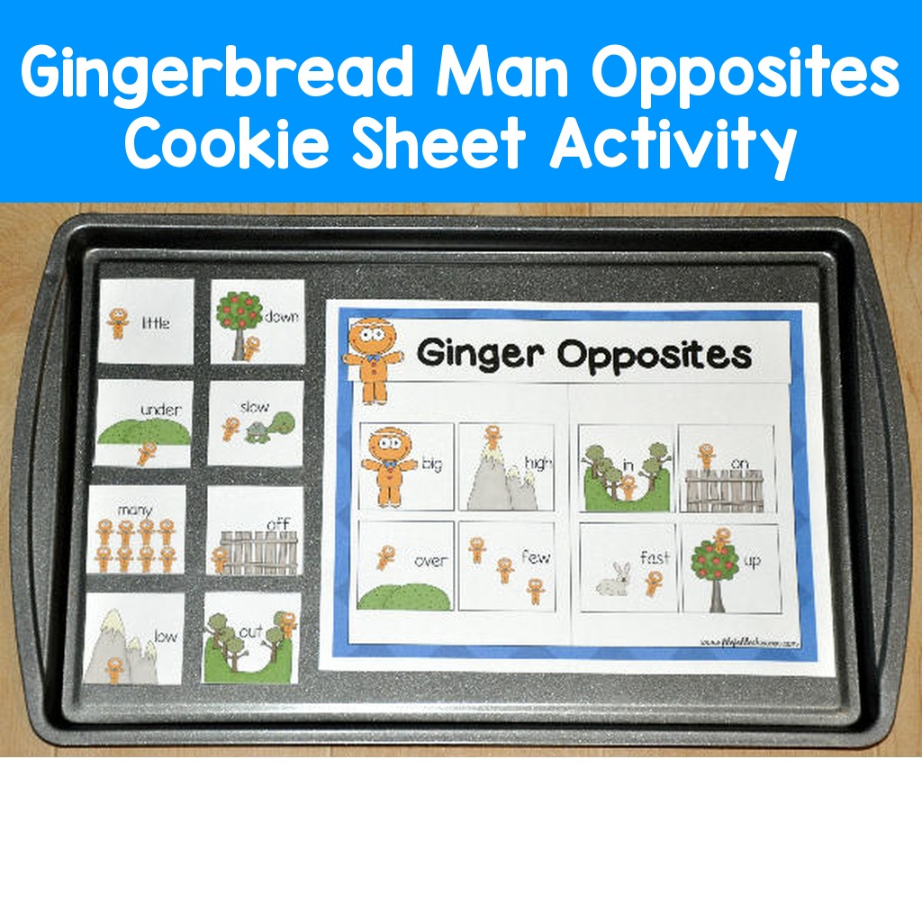 Gingerbread Man Opposites Cookie Sheet Activity