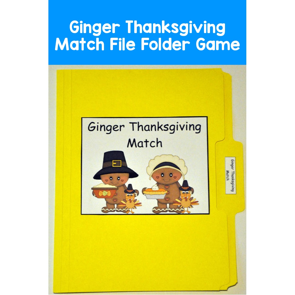 Ginger Thanksgiving Match File Folder Game