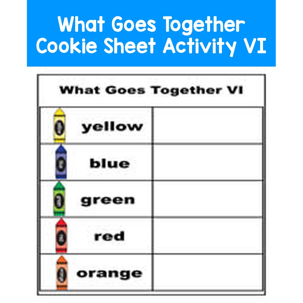 What Goes Together Cookie Sheet Activity VI