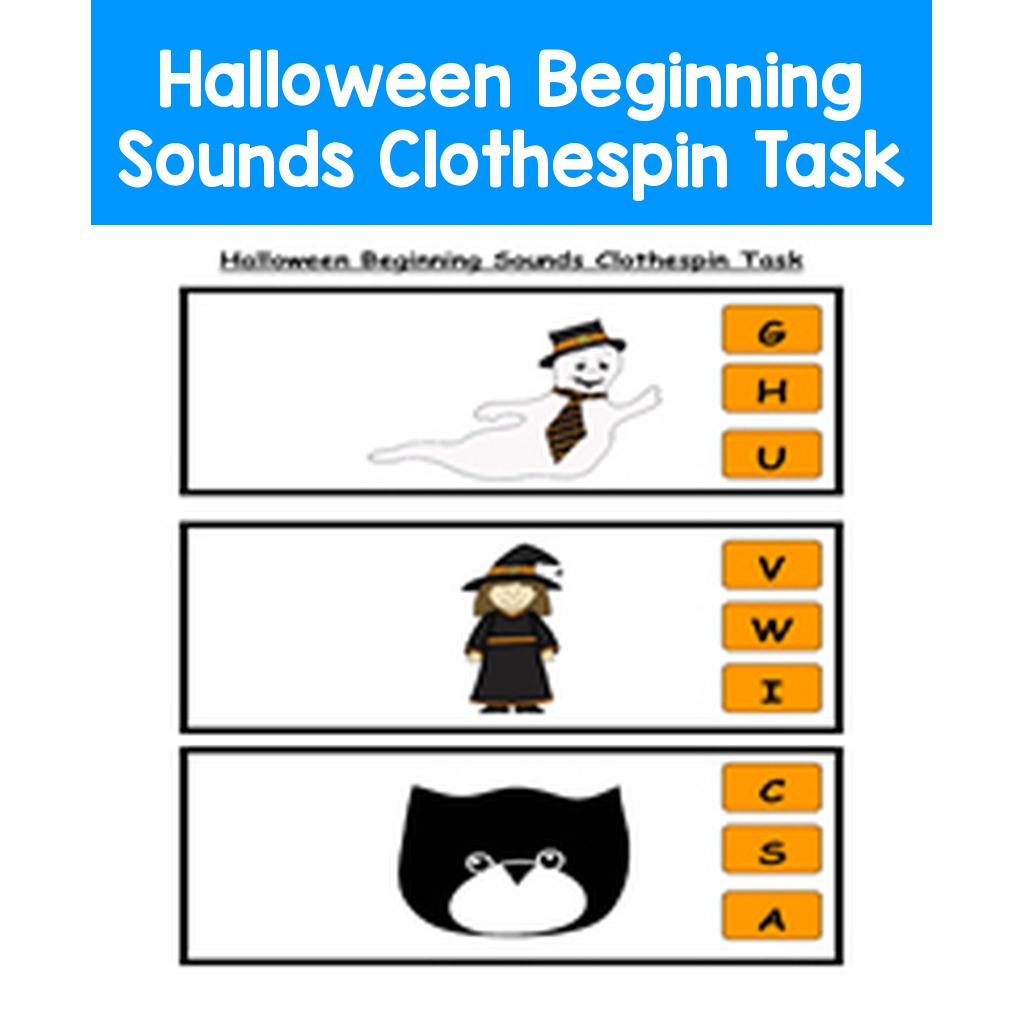 Halloween Beginning Sounds Clothespin Task