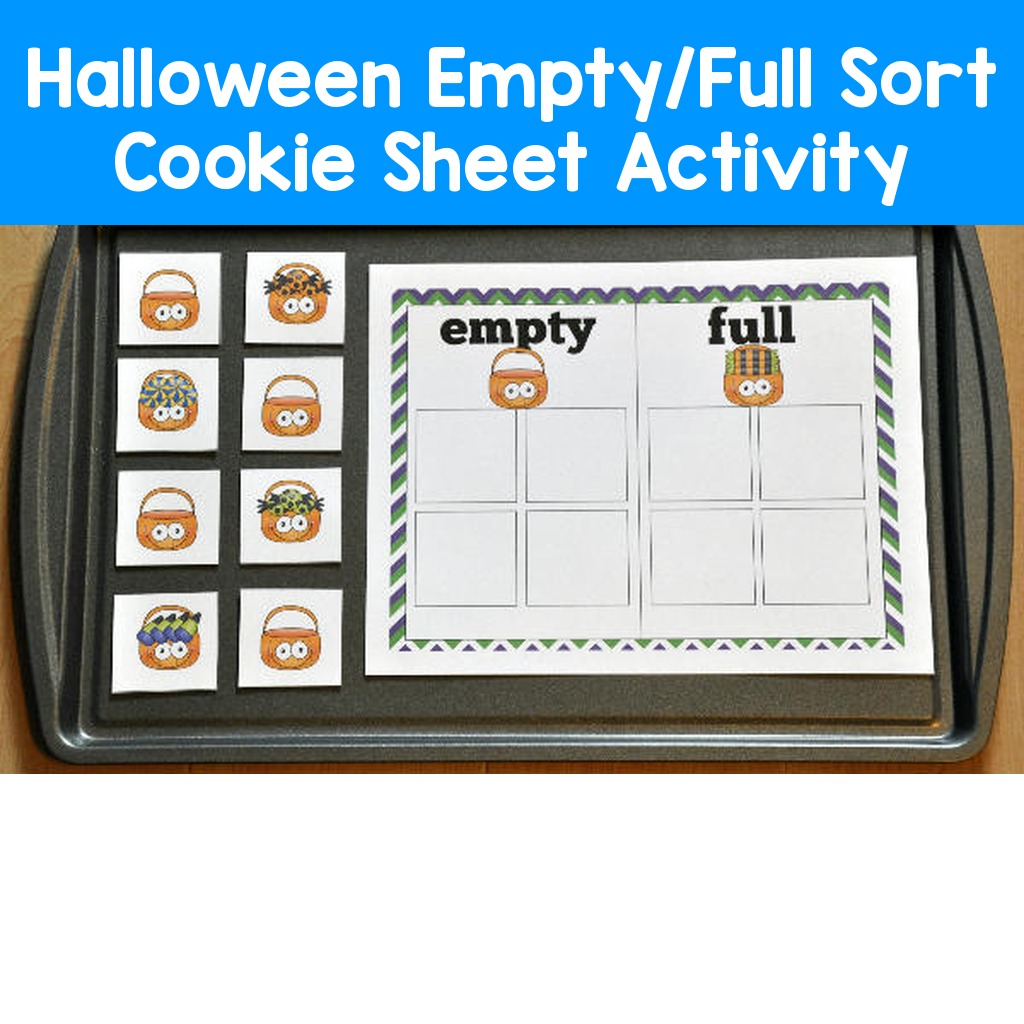 Halloween Empty/Full Sort Cookie Sheet Activity