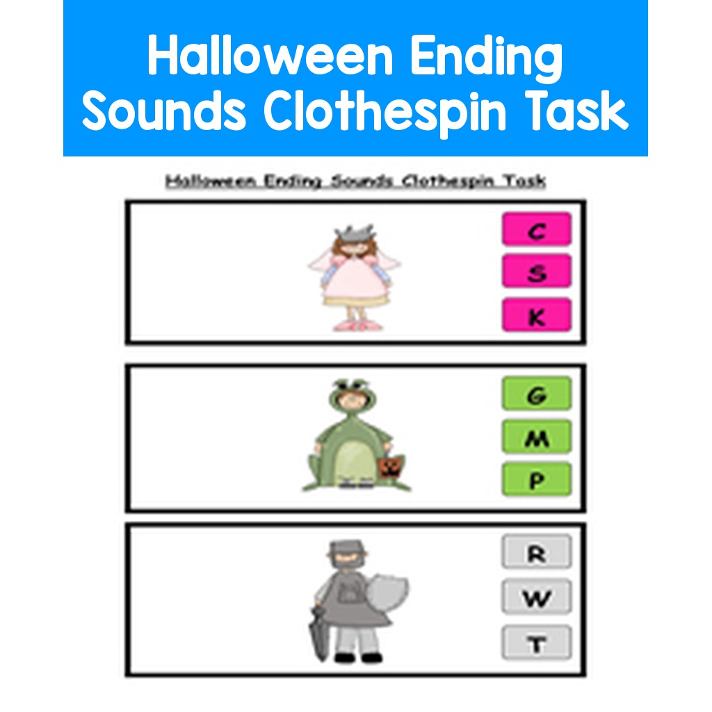 Halloween Ending Sounds Clothespin Task