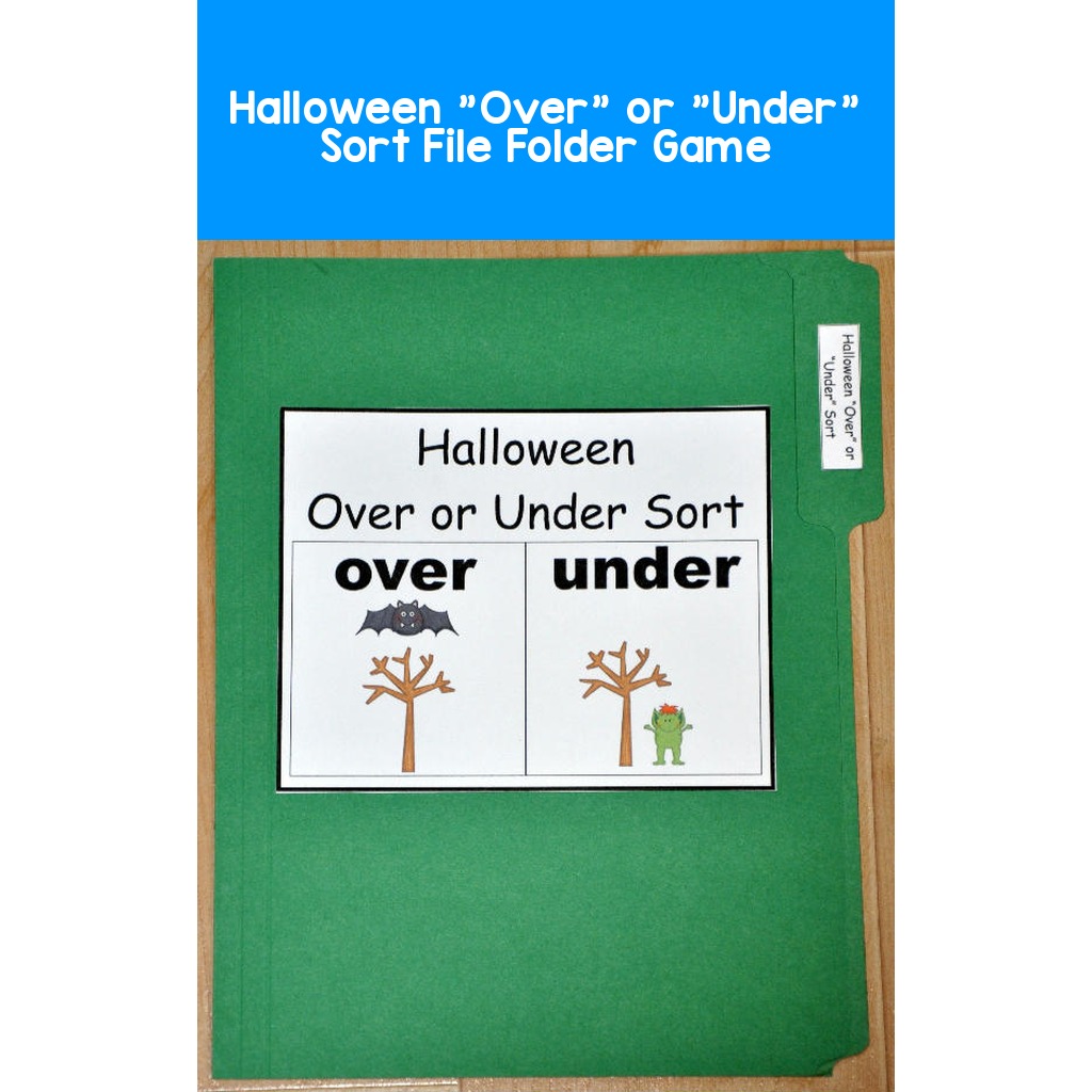 Halloween "Over" or "Under" Sort File Folder Game