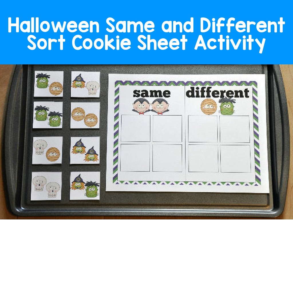 Halloween Same and Different Sort Cookie Sheet Activity