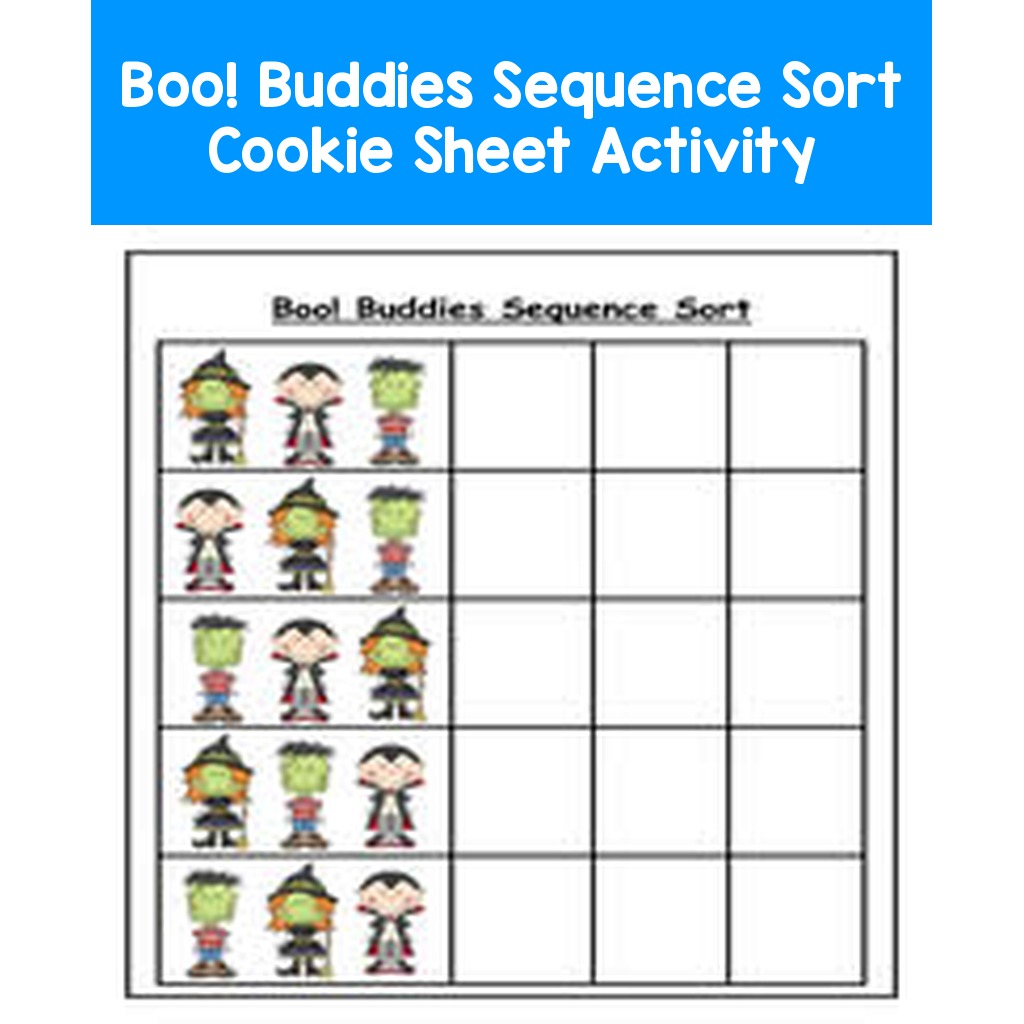 Boo! Buddies Sequence Sort Cookie Sheet Activity