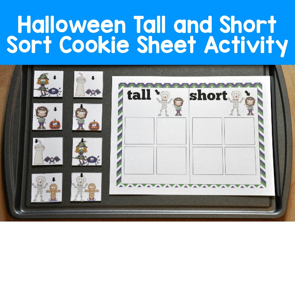 Halloween Tall and Short Sort Cookie Sheet Activity