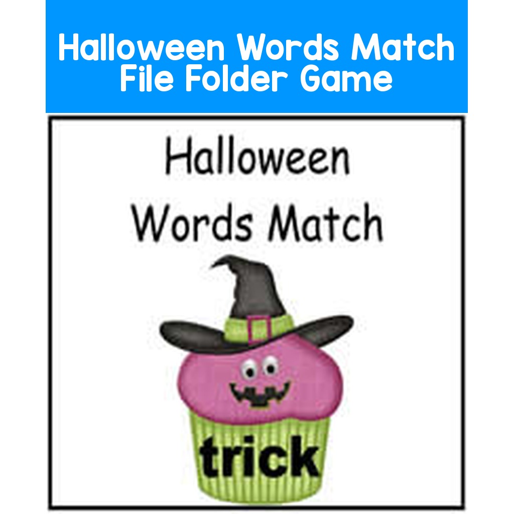 Halloween Words Match File Folder Game