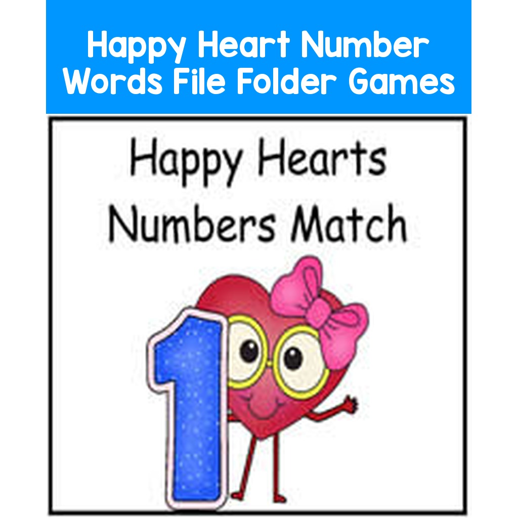Happy Heart Number Words File Folder Games