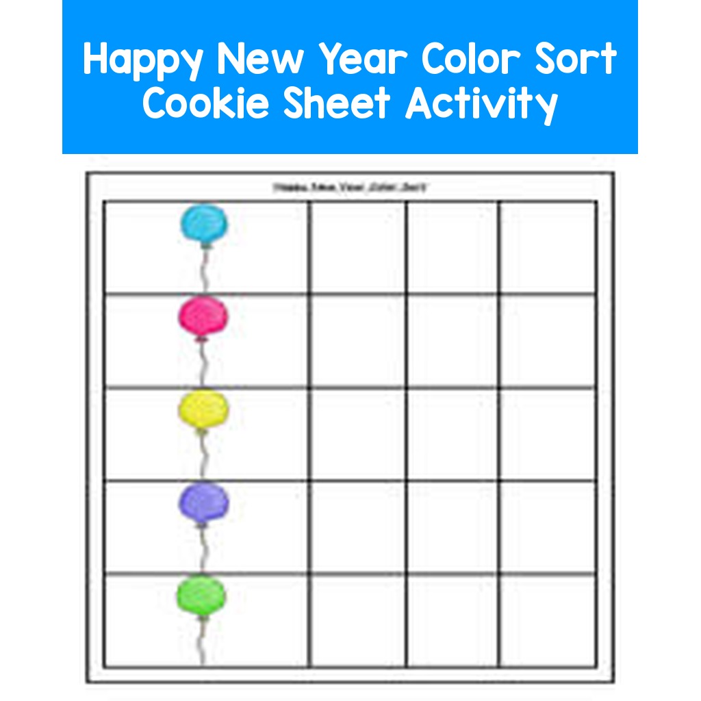 Happy New Year Color Sort Cookie Sheet Activity