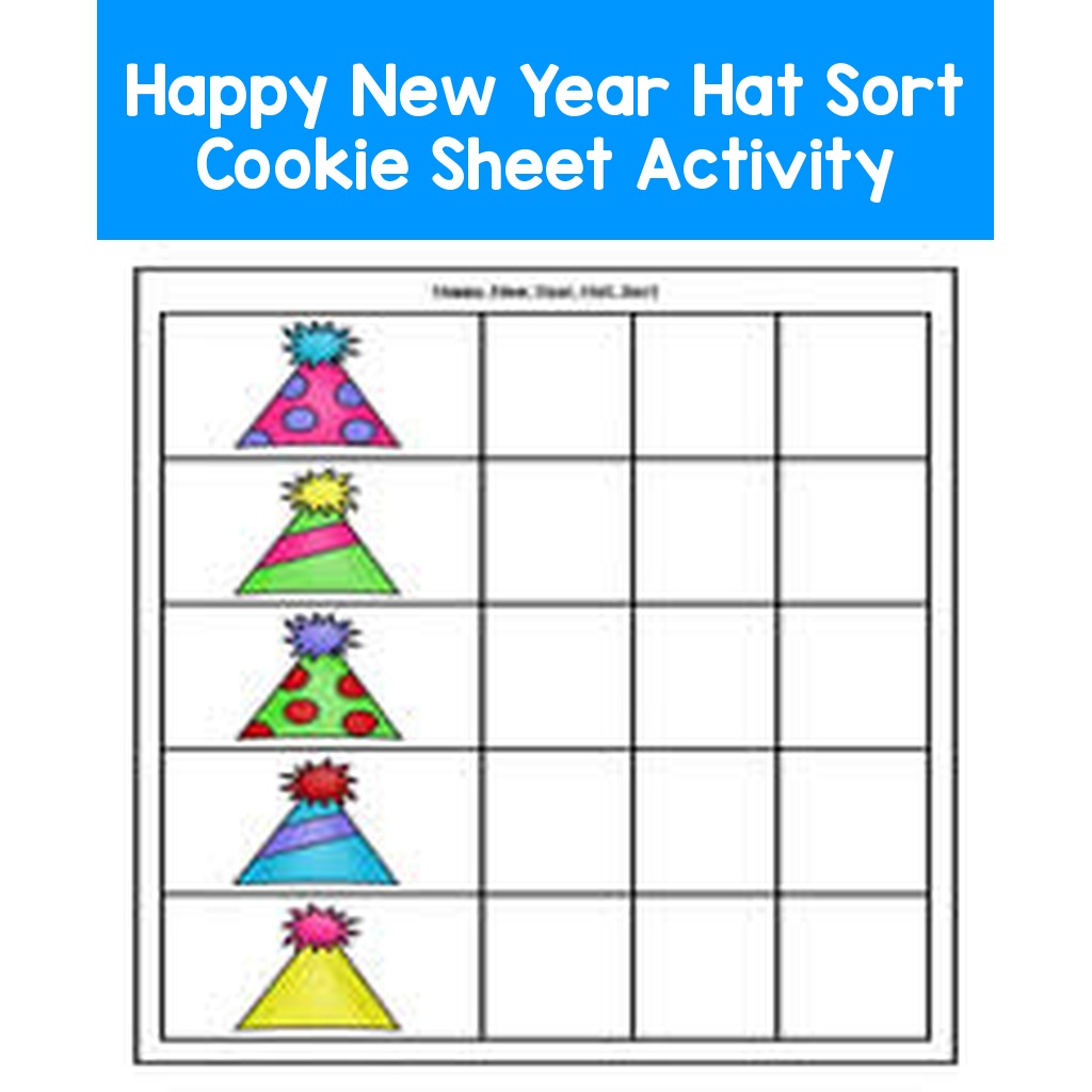 Happy New Year Hat Sort Cookie Sheet Activity