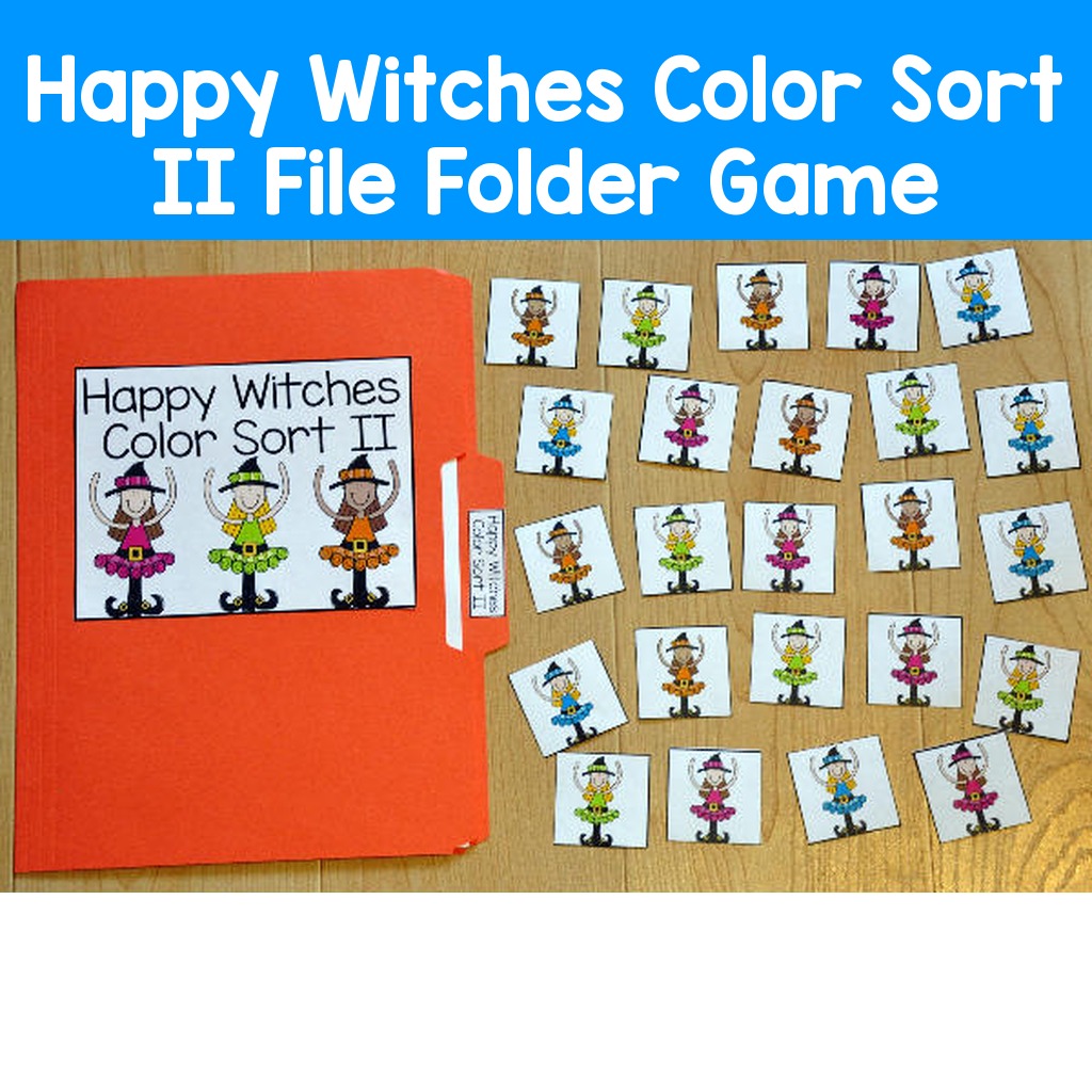 Happy Witches Color Sort II File Folder Game