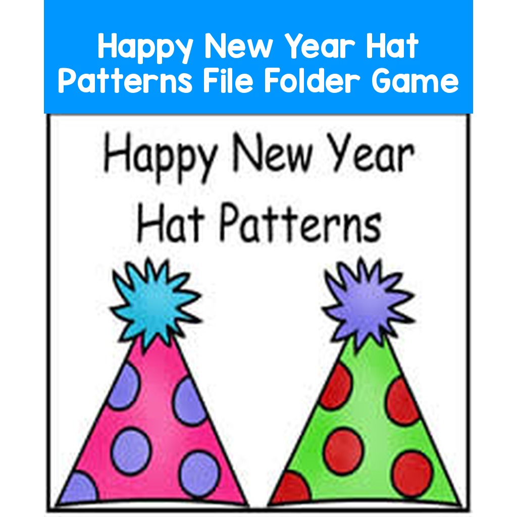 Happy New Year Hat Patterns File Folder Game
