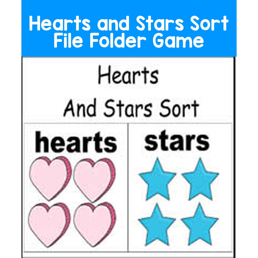 Hearts and Stars Sort File Folder Game