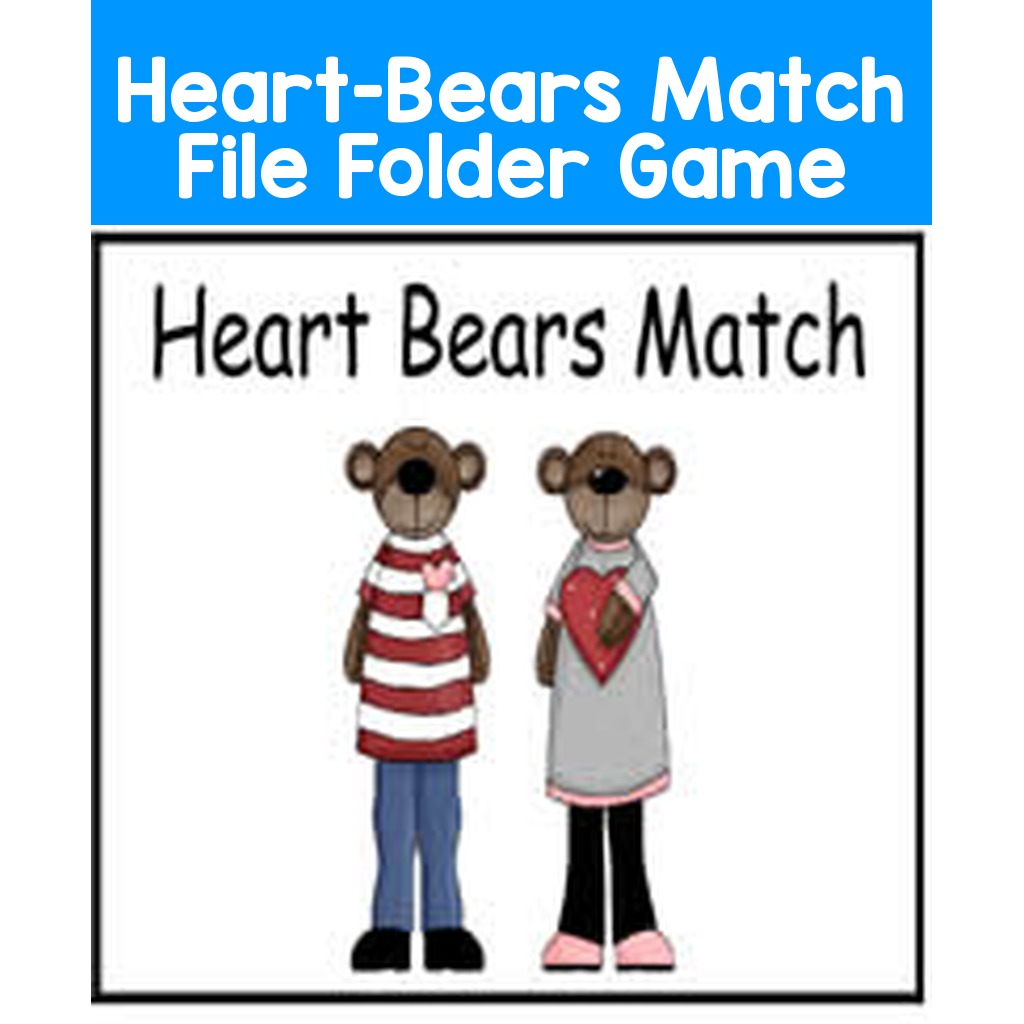 Heart-Bears Match File Folder Game