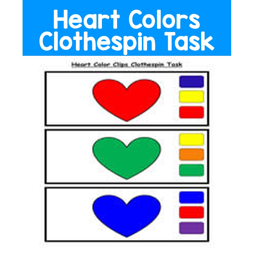 Heart Colors Clothespin Task