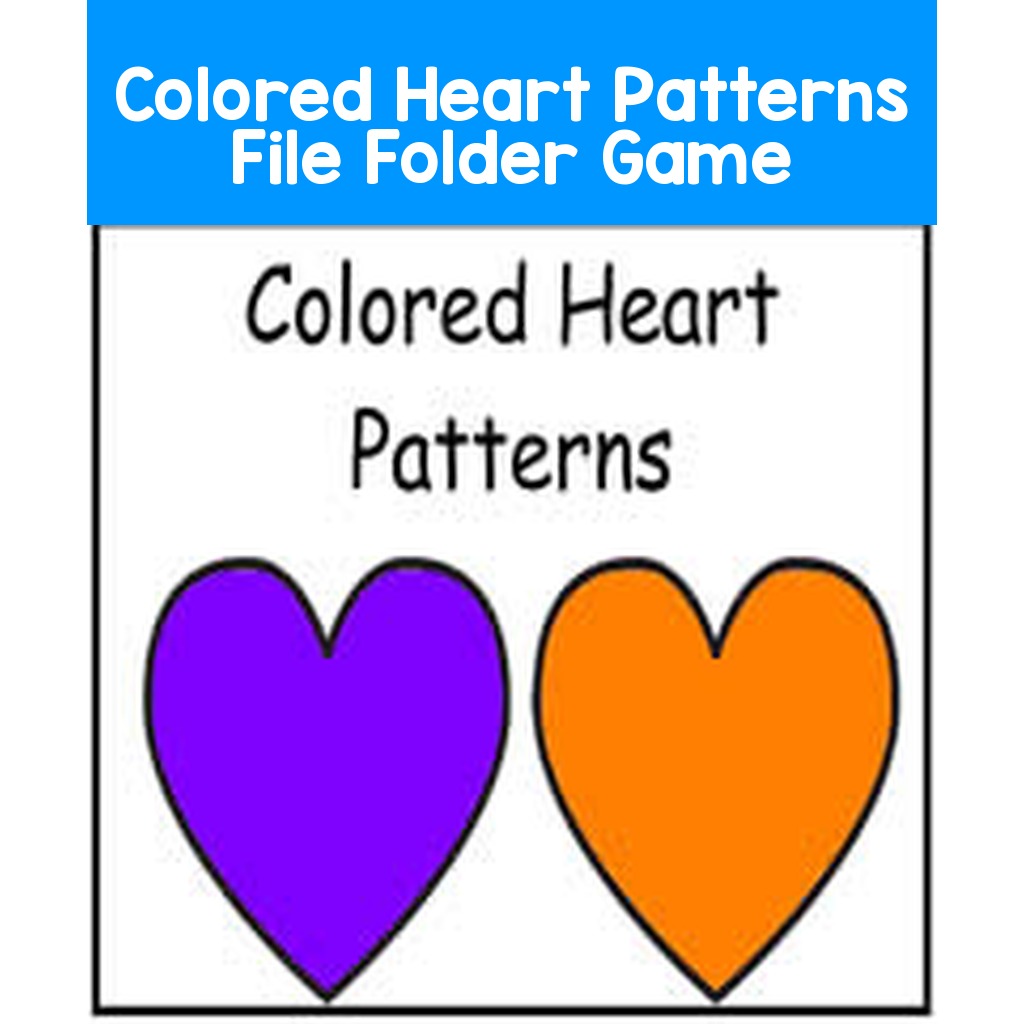 Colored Heart Patterns File Folder Game