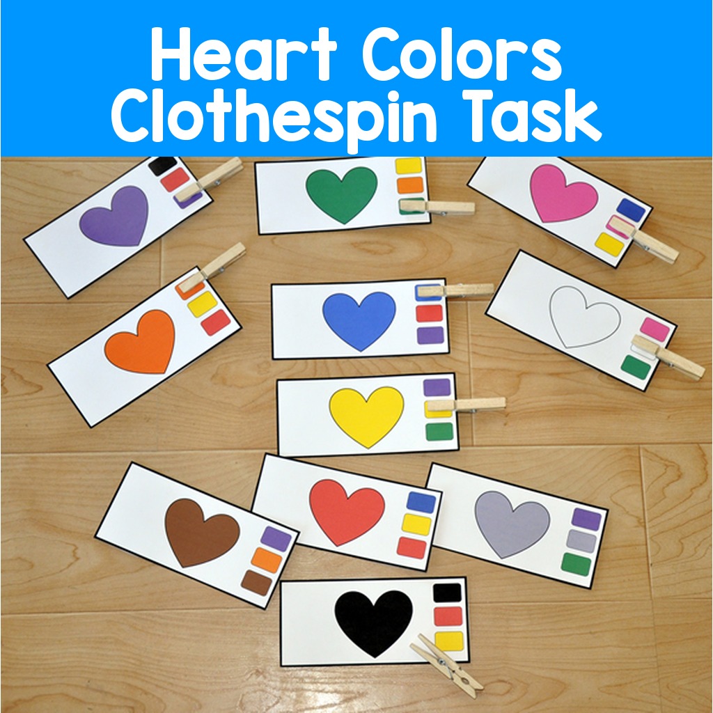 Heart Colors Clothespin Task