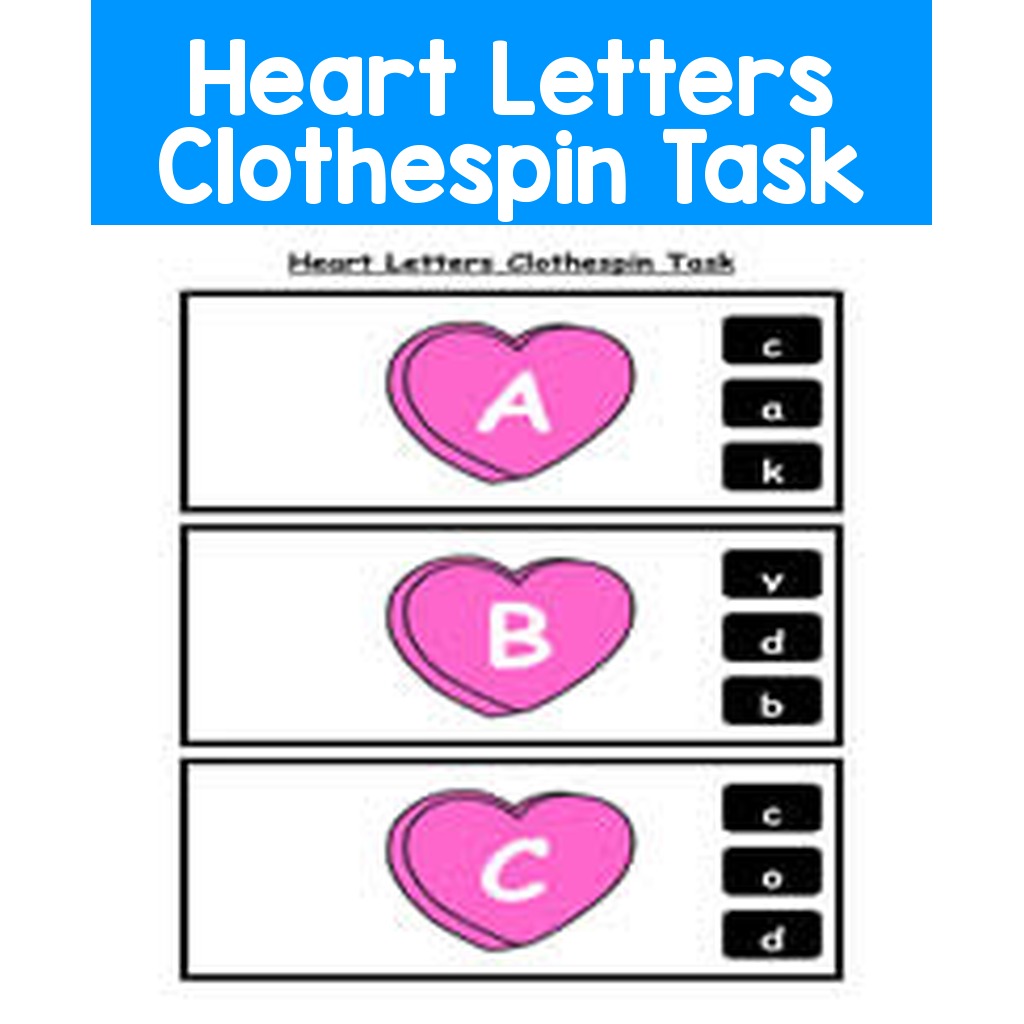 Heart Letters Clothespin Task