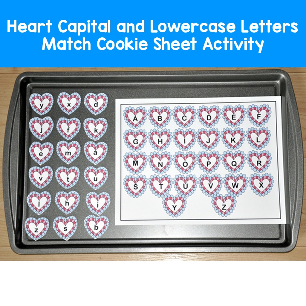 Heart Capital and Lowercase Letters Match Cookie Sheet Activity