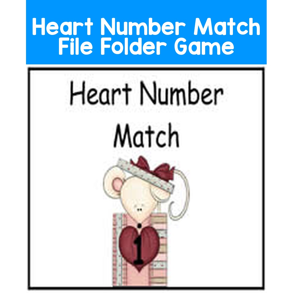 Heart Number Match File Folder Game