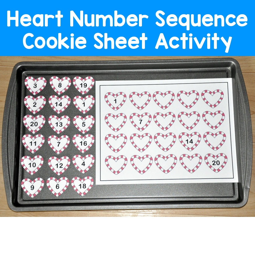 Heart Number Sequence Cookie Sheet Activity