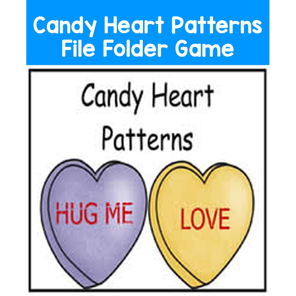 Candy Heart Patterns File Folder Game