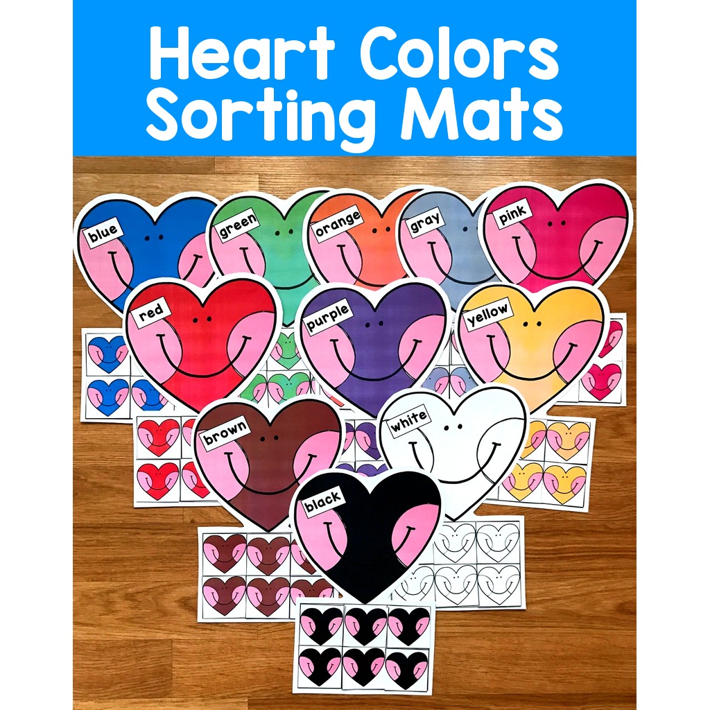 Heart Colors Sorting Mats
