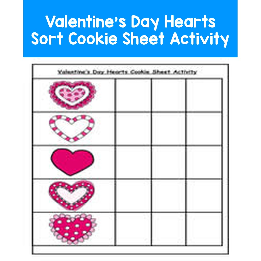 Valentine's Day Hearts Sort Cookie Sheet Activity
