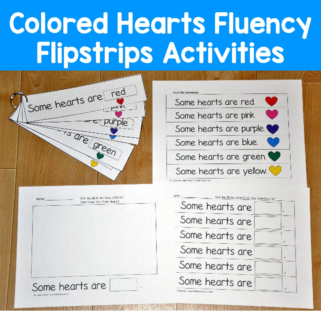 Colored Hearts Fluency Flipstrips Activities