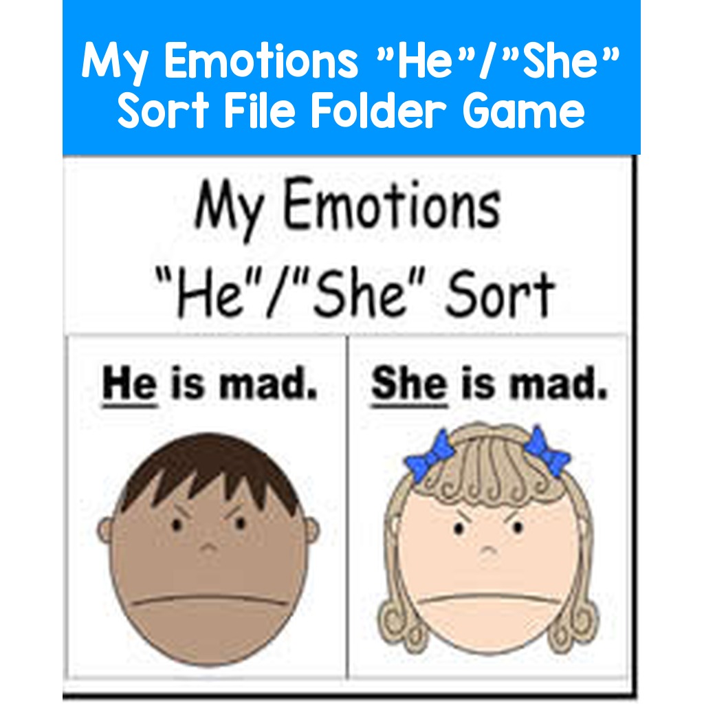 My Emotions "He"/"She" Sort File Folder Game