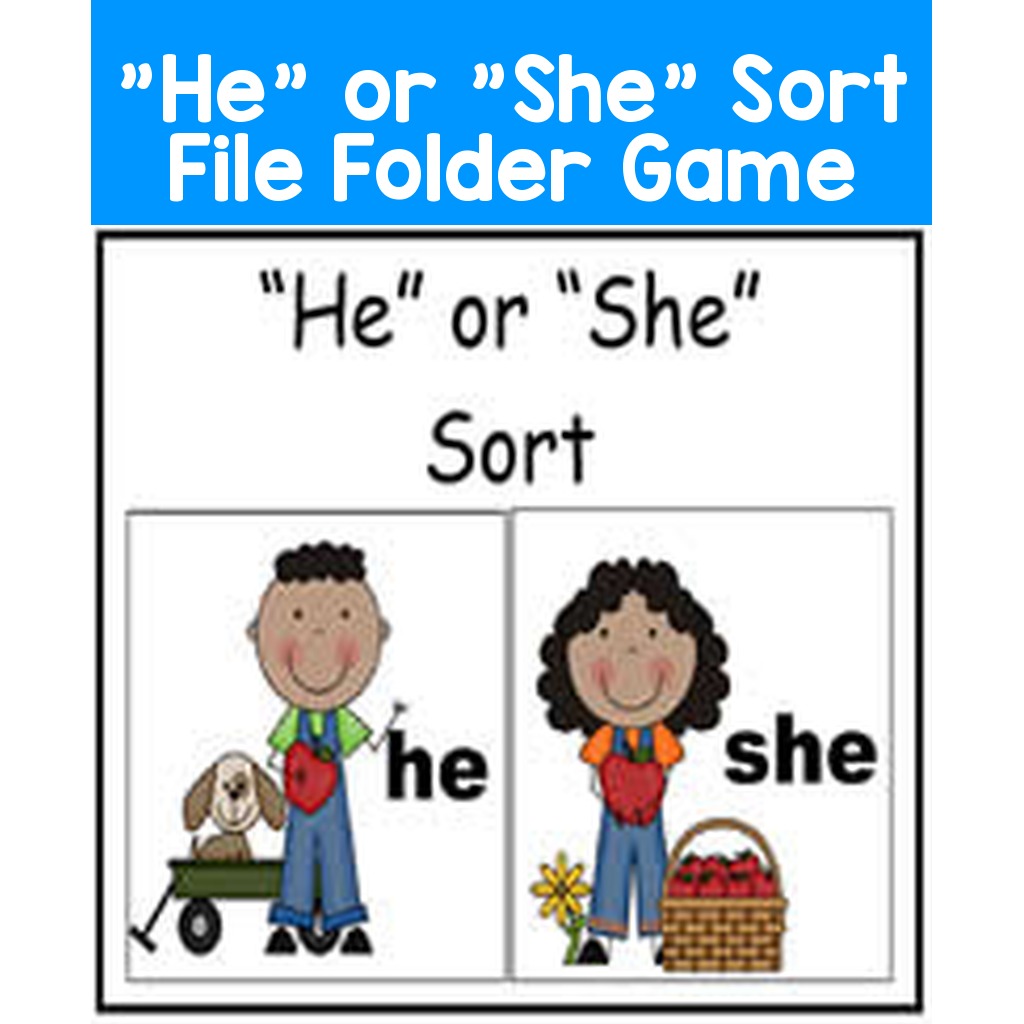 "He" or "She" Sort File Folder Game