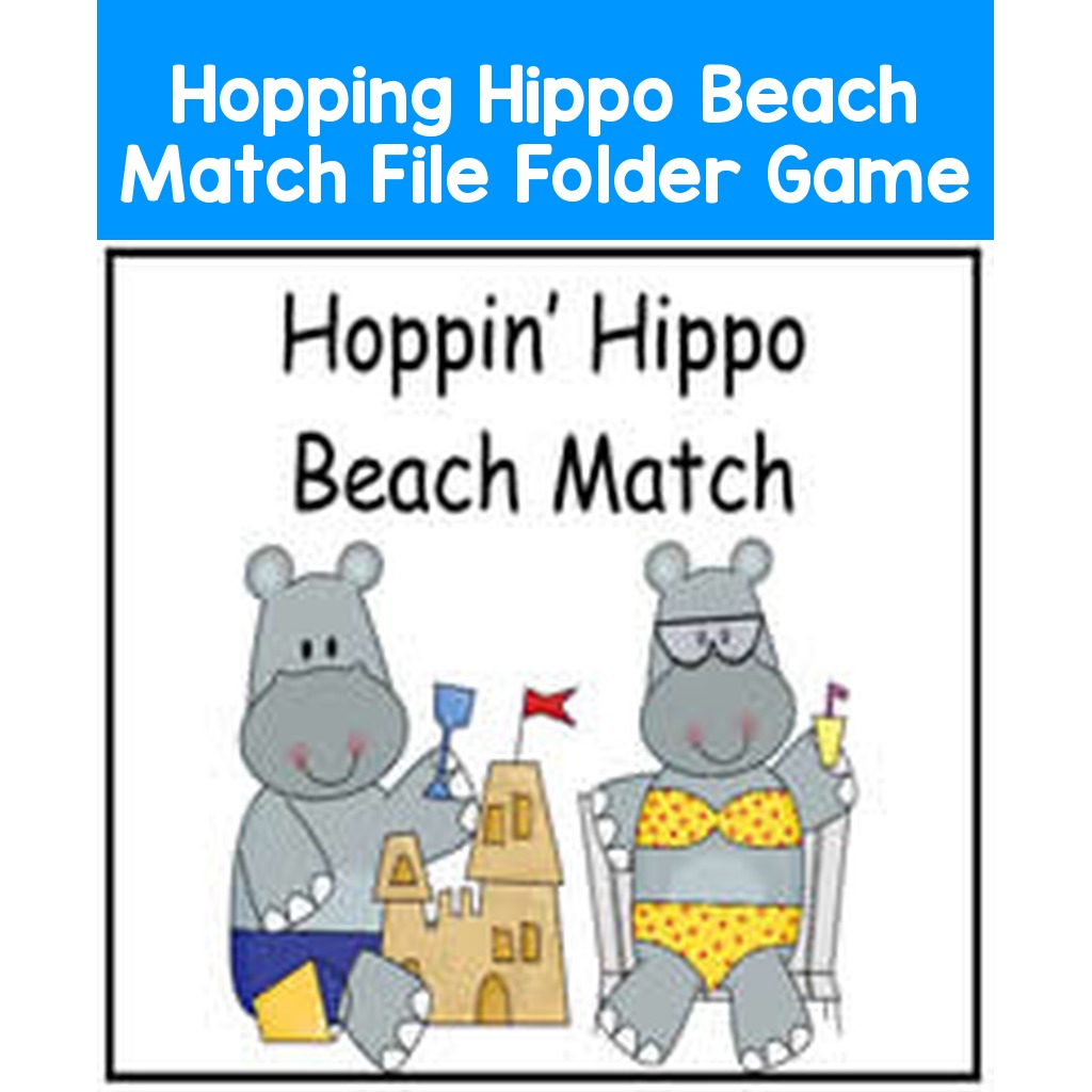 Hopping Hippo Beach Match File Folder Game