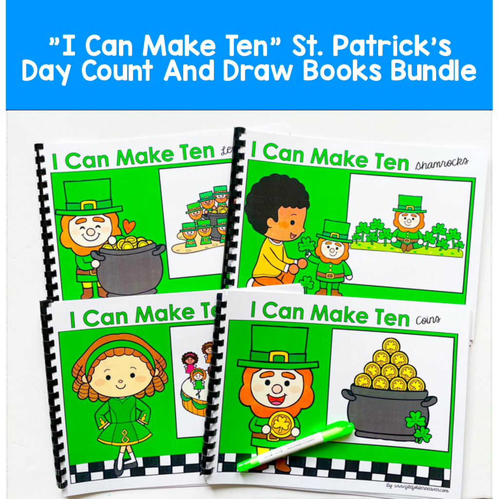 "I Can Make Ten" St. Patrick's Day Count And Draw Books Bundle