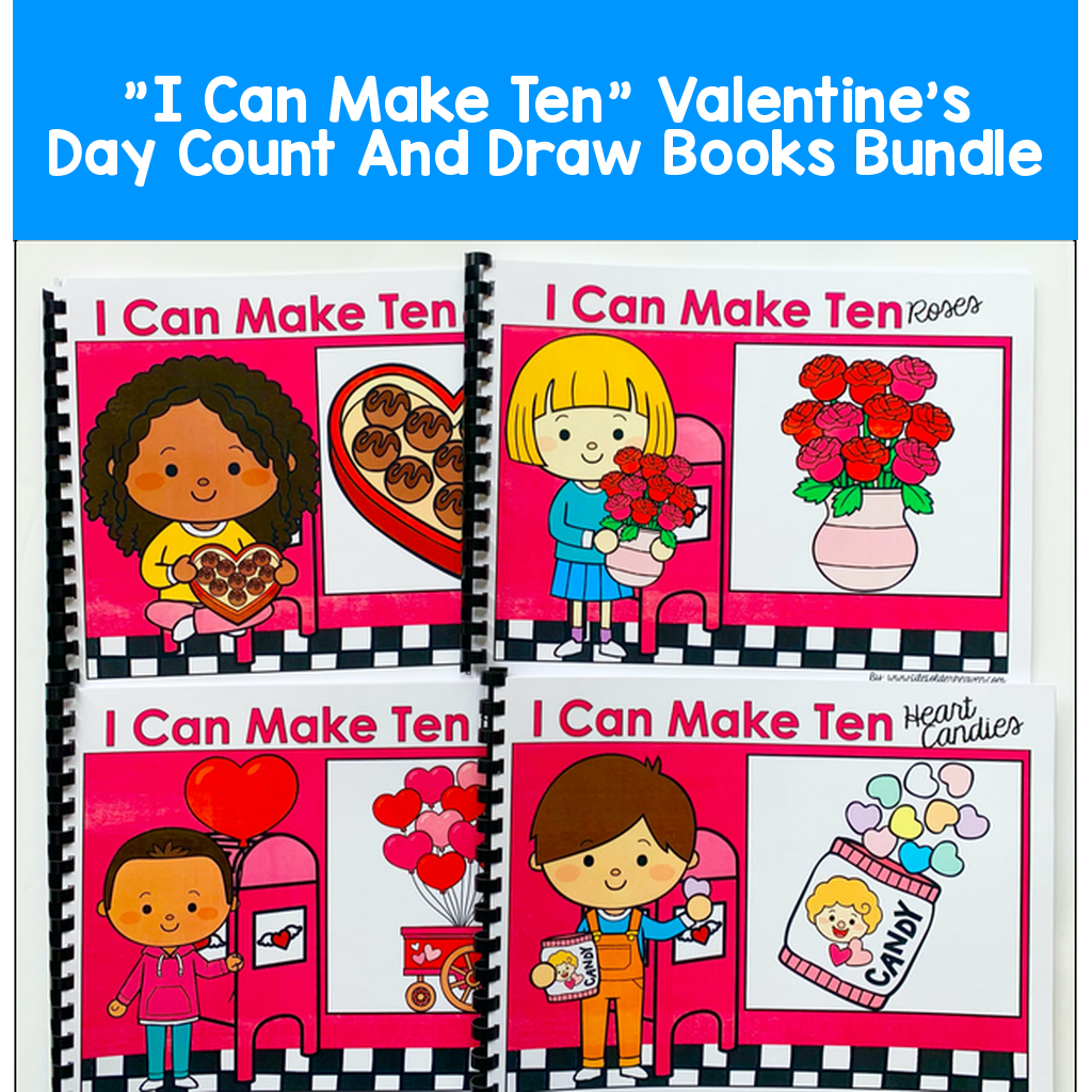 "I Can Make Ten" Valentine's Day Count And Draw Books Bundle